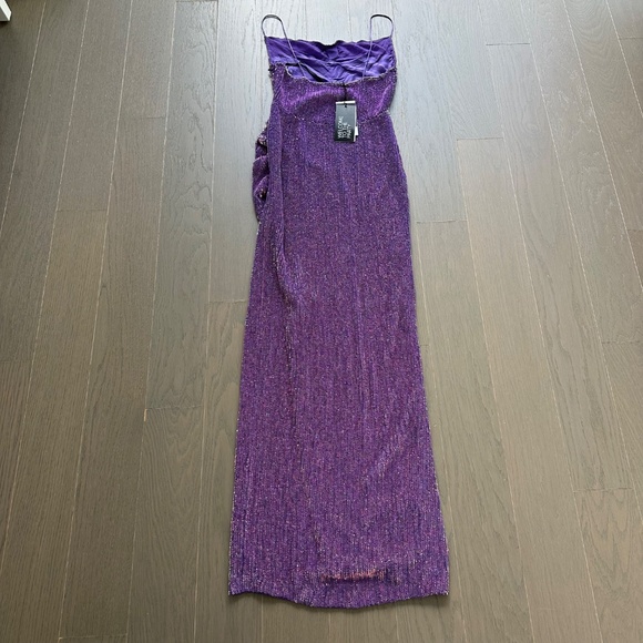 Retrofete KATYA Metallic Lavender Purple Sequin Gown Maxi Dress - Size XS - Picture 3 of 10